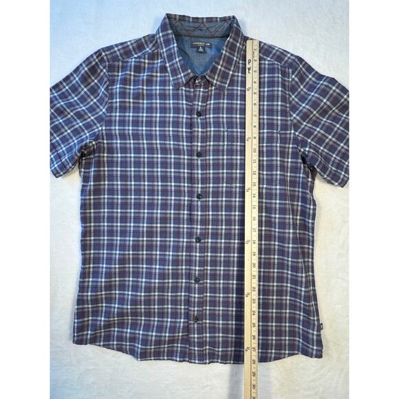 Toad & Co Men's Blue Plaid Shirt Short Sleeve Button Up Size L - Picture 5 of 6